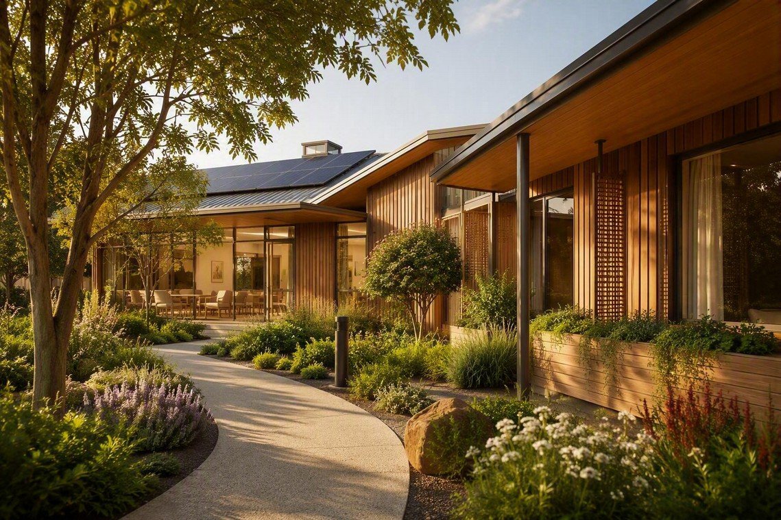 Aged care residence with landscaped garden